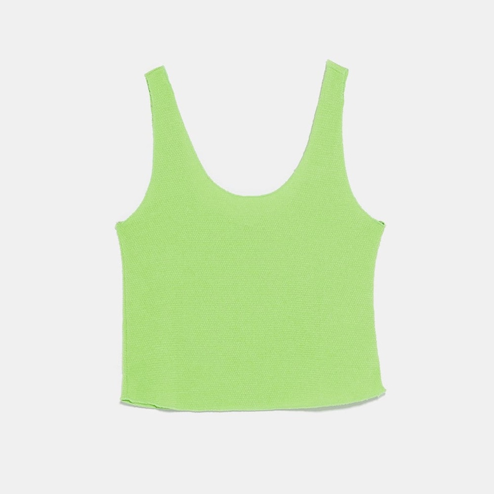Zara Apple Green Rustic Texture Tank Top